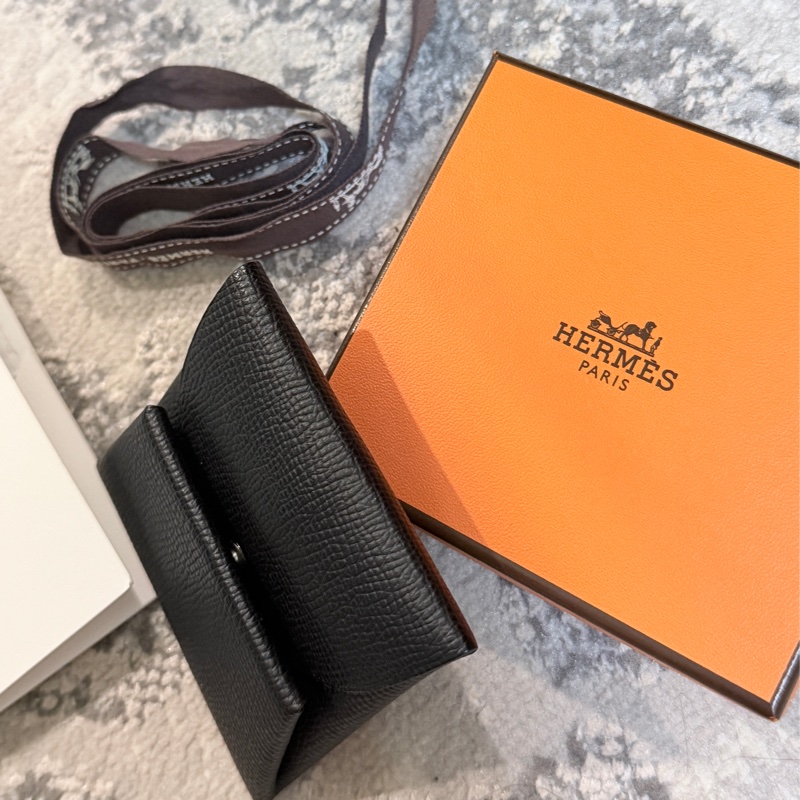 專櫃💯愛馬仕 Hermès BASTIA 89 NOIR Epsom 黑色經典零錢包 男女皆適用 送禮自用兩相宜-7