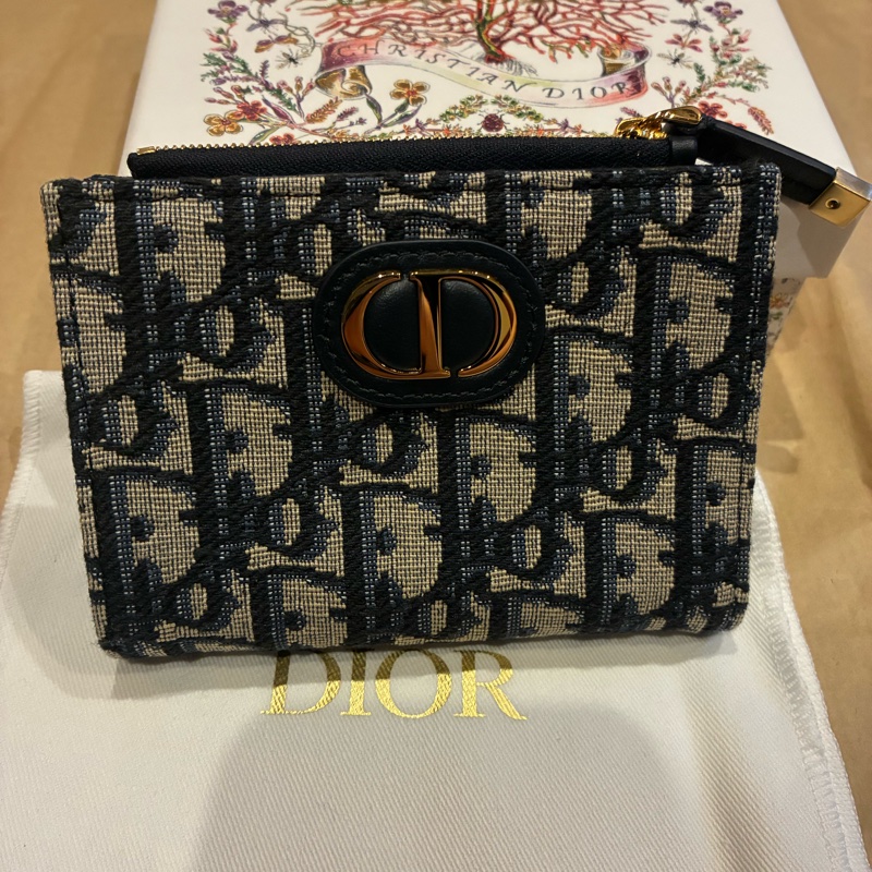 DIOR Oblique 緹花 30 Montaigne Dahlia 錢包-0