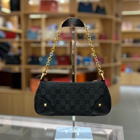 古驰gucci黑色老花手提包mini腋下包