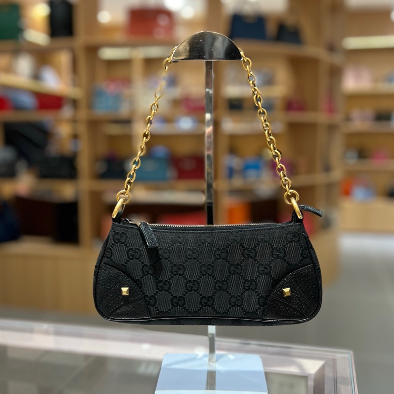 古驰gucci黑色老花手提包mini腋下包-1