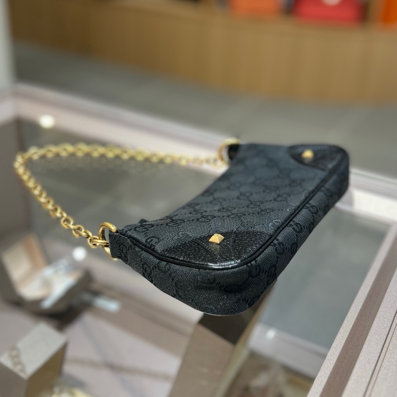古驰gucci黑色老花手提包mini腋下包-2