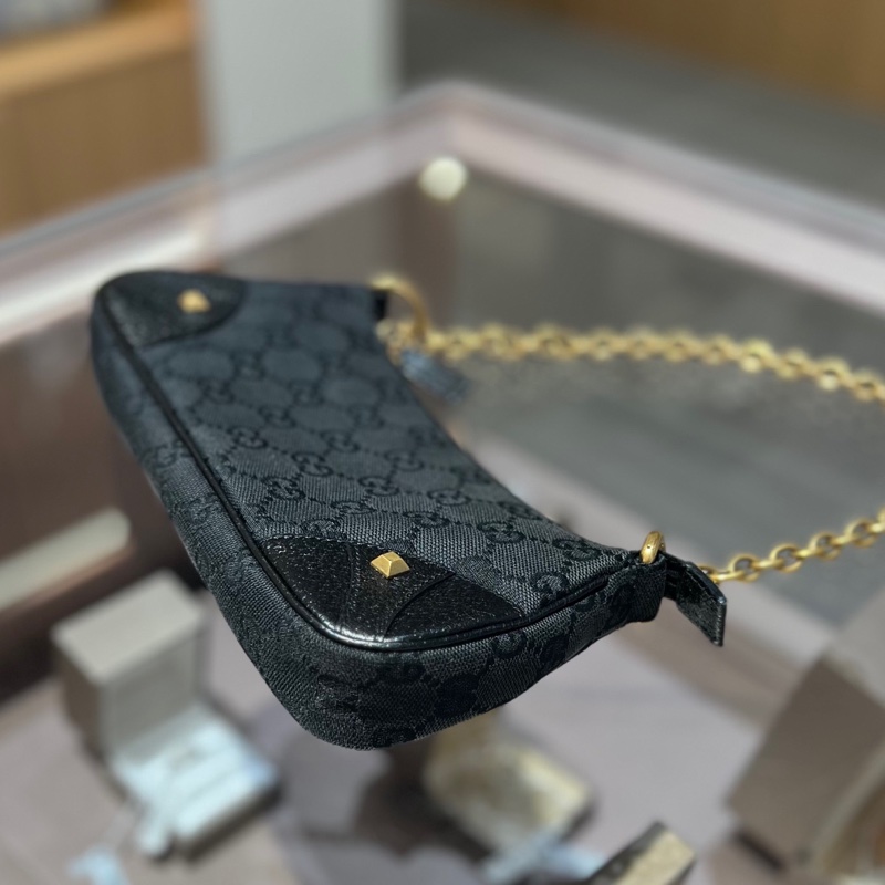 古驰gucci黑色老花手提包mini腋下包-3