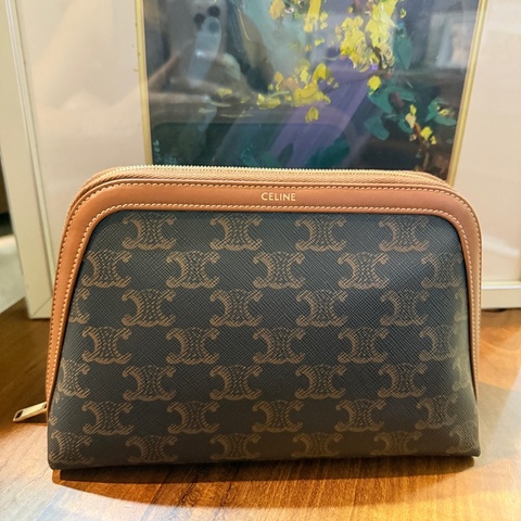 未使用美品🏅CELINE 防潑水 經典凱旋門 化妝包