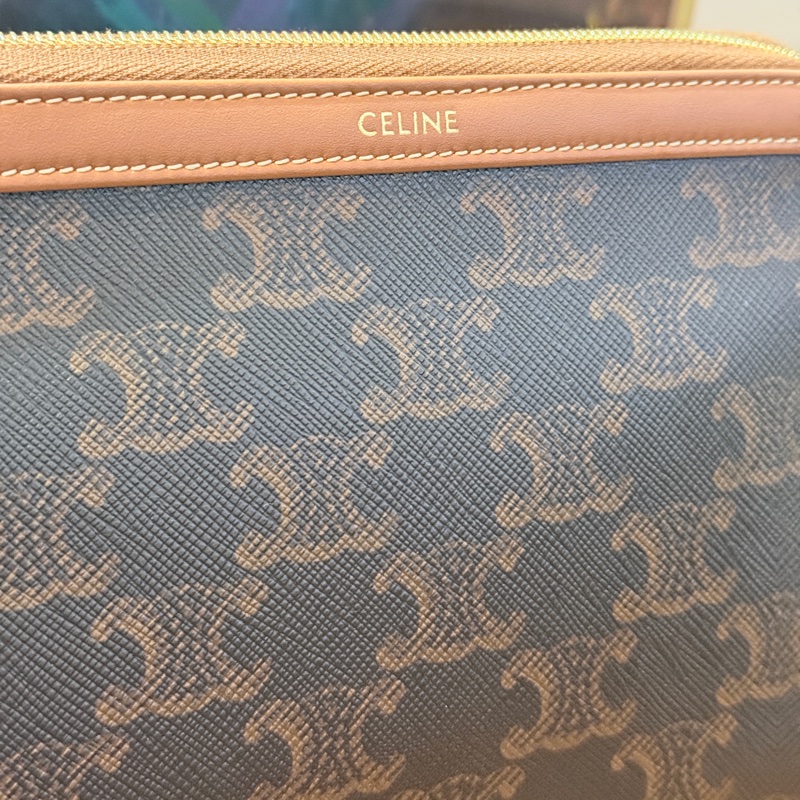 未使用美品🏅CELINE 防潑水 經典凱旋門 化妝包-6