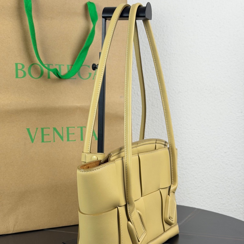 Bottega Veneta 葆蝶家bv Arco 奶黃色編織牛皮手提包 小號-2
