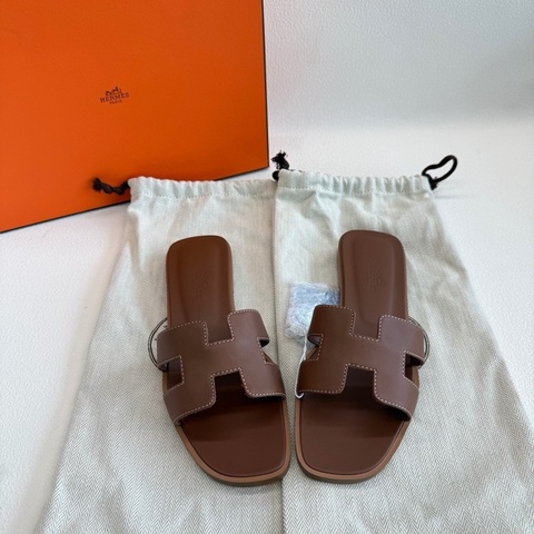 Hermes 愛馬仕H拖鞋Oran 棕色 經典款 金棕色 35.5碼