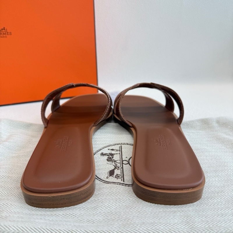 Hermes 愛馬仕H拖鞋Oran 棕色 經典款 金棕色 35.5碼-5