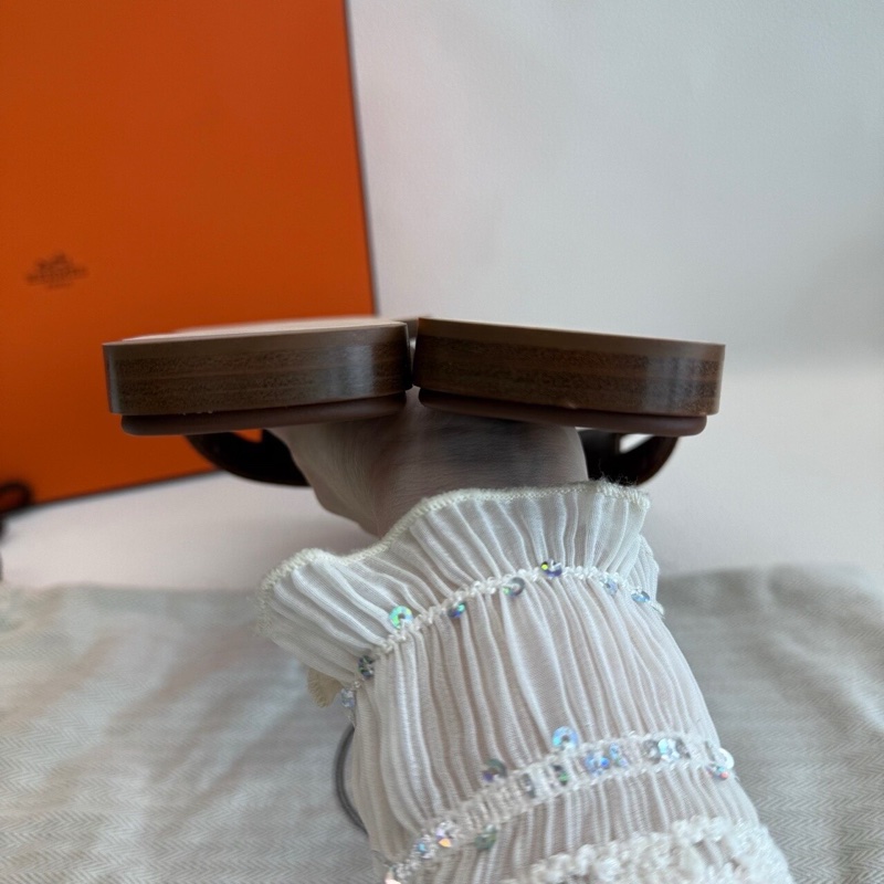 Hermes 愛馬仕H拖鞋Oran 棕色 經典款 金棕色 35.5碼-6