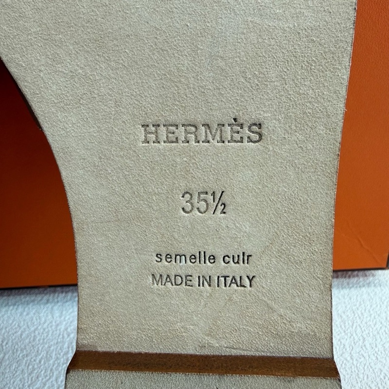 Hermes 愛馬仕H拖鞋Oran 棕色 經典款 金棕色 35.5碼-8