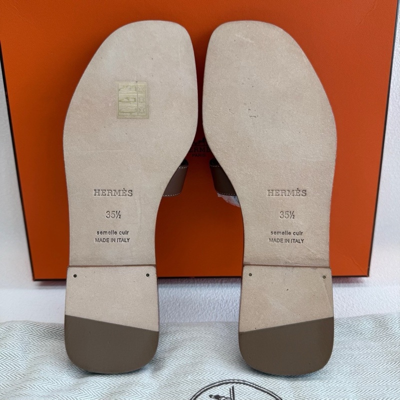 Hermes 愛馬仕H拖鞋Oran 棕色 經典款 金棕色 35.5碼-10