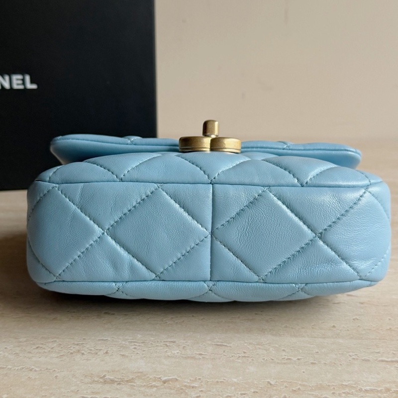 Chanel香奈兒22S方胖子芯片款 底長17.5無附件-5