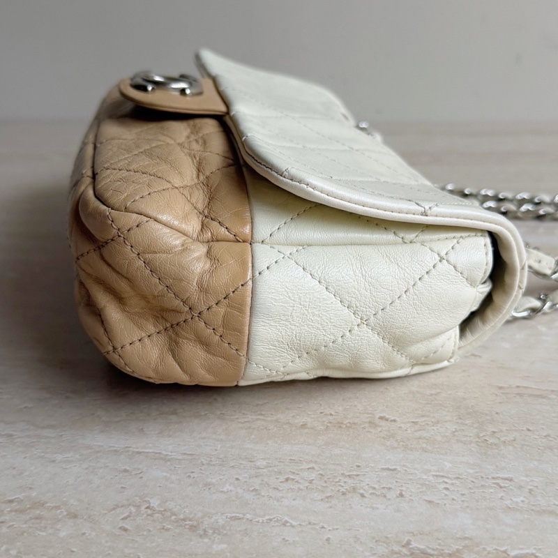 Chanel香奈兒米白拼色CF鏈條包 12開 底長25cm 🈚附件：單品-2