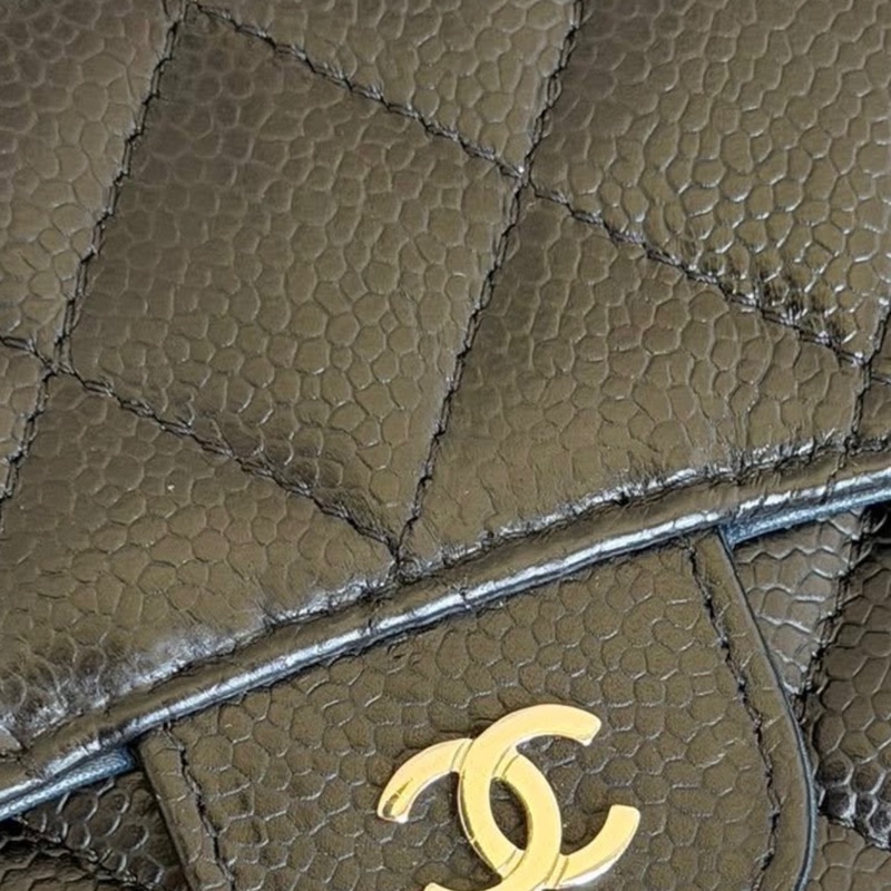 CHANEL 黑銀荔枝牛皮長夾-3