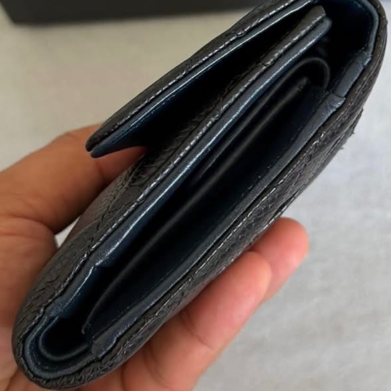 CHANEL 黑銀荔枝牛皮長夾-5