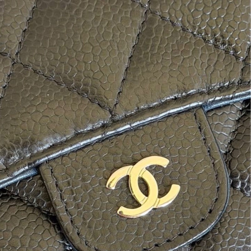 CHANEL 黑銀荔枝牛皮長夾-12