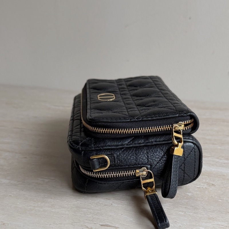 特惠價 Dior 迪奧Caro黑色牛皮雙隔層包 底長19cm-2