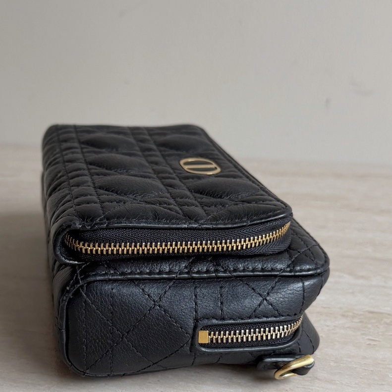 特惠價 Dior 迪奧Caro黑色牛皮雙隔層包 底長19cm-3