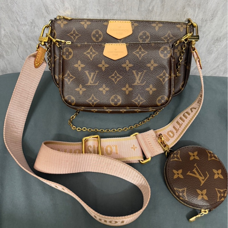 LOUIS VUITTON 五合一粉色背帶（芯片款）-6