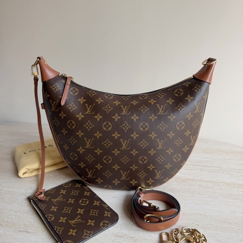 Louis Vuitton路易威登Loop Hobo老花拼色大月亮 芯片款 底長38