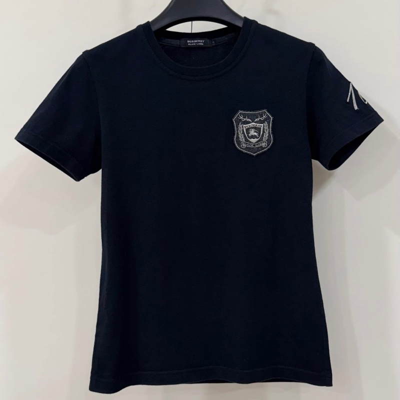 BURBERRY 黑標 黑色貼布戰馬刺繡上衣-1