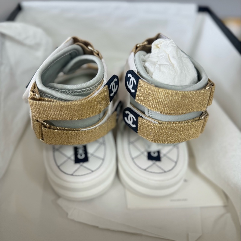 全新Chanel/香奈兒 羊皮減震沙灘涼鞋 37.5碼-3