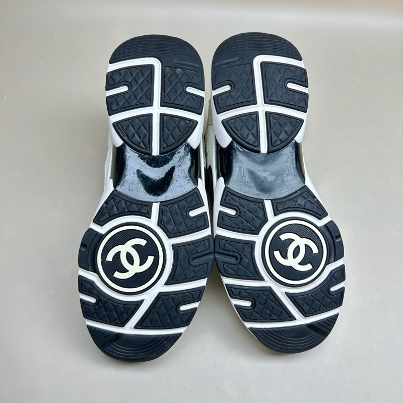 9.5新 CHANEL/香奈兒 黑白熊貓雙C系帶休閒鞋 38.5碼-6