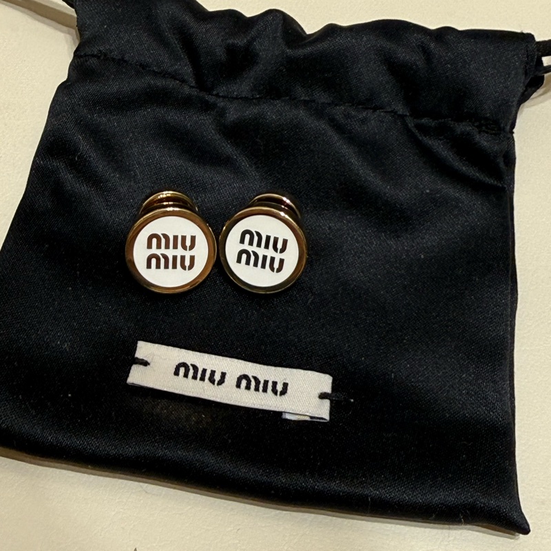 Miu Miu 圓形白色琺瑯耳環-1