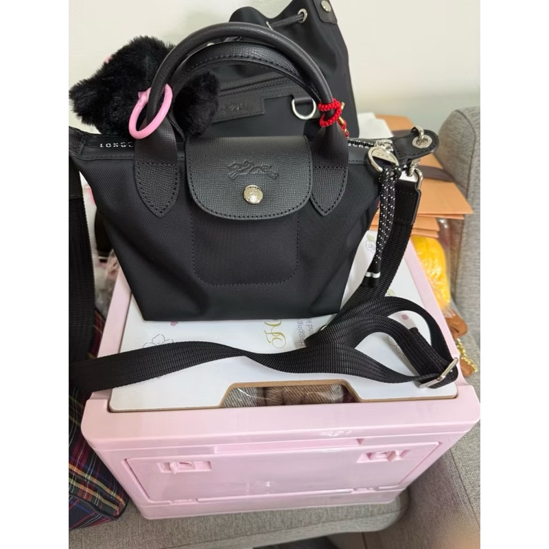 LONGCHAMP 黑色尼龍手提斜背 2way包 LE PLIAGE ENERGY XS-2