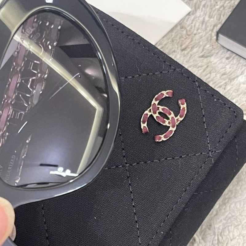 Chanel CH5538q 貓眼太陽眼鏡 重工皮穿鍊條 全新全配-4