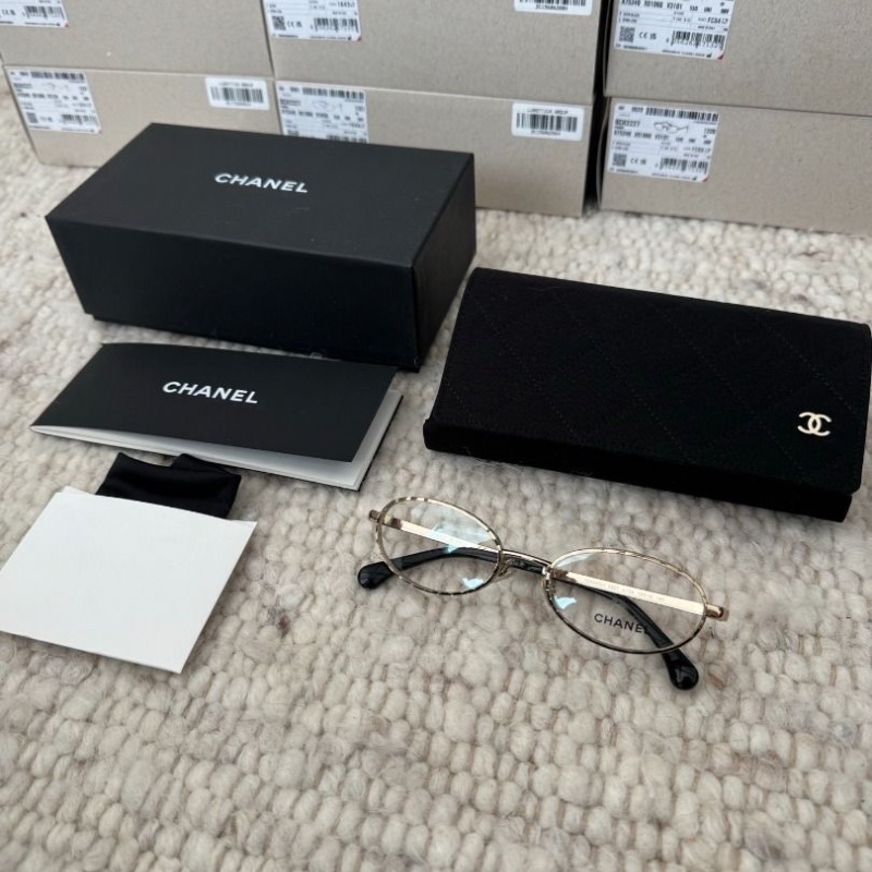 Chanel CH2227金色 銀色 黑色 金屬素顏光學眼鏡 全新全配-2
