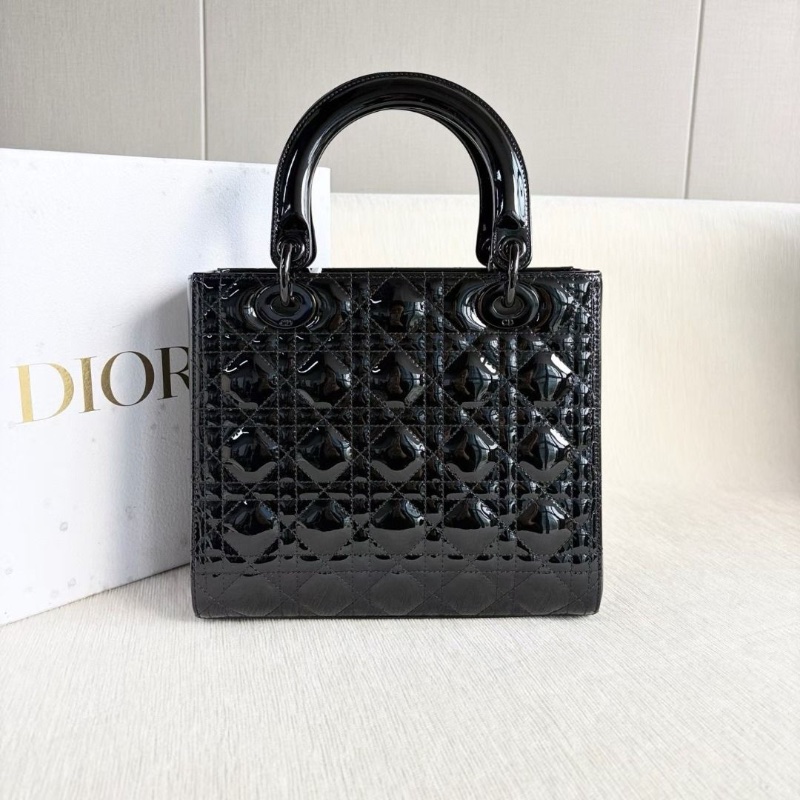 Dior so black全黑漆皮黛妃五格 23.5*20*10 95新 配件盒子 塵袋-2