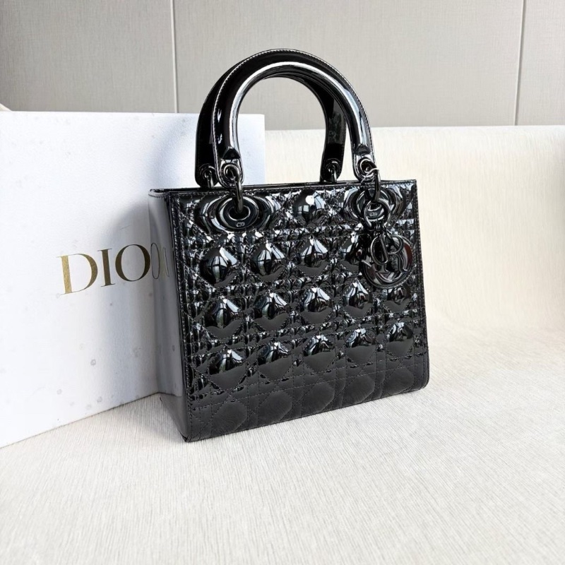 Dior so black全黑漆皮黛妃五格 23.5*20*10 95新 配件盒子 塵袋-6