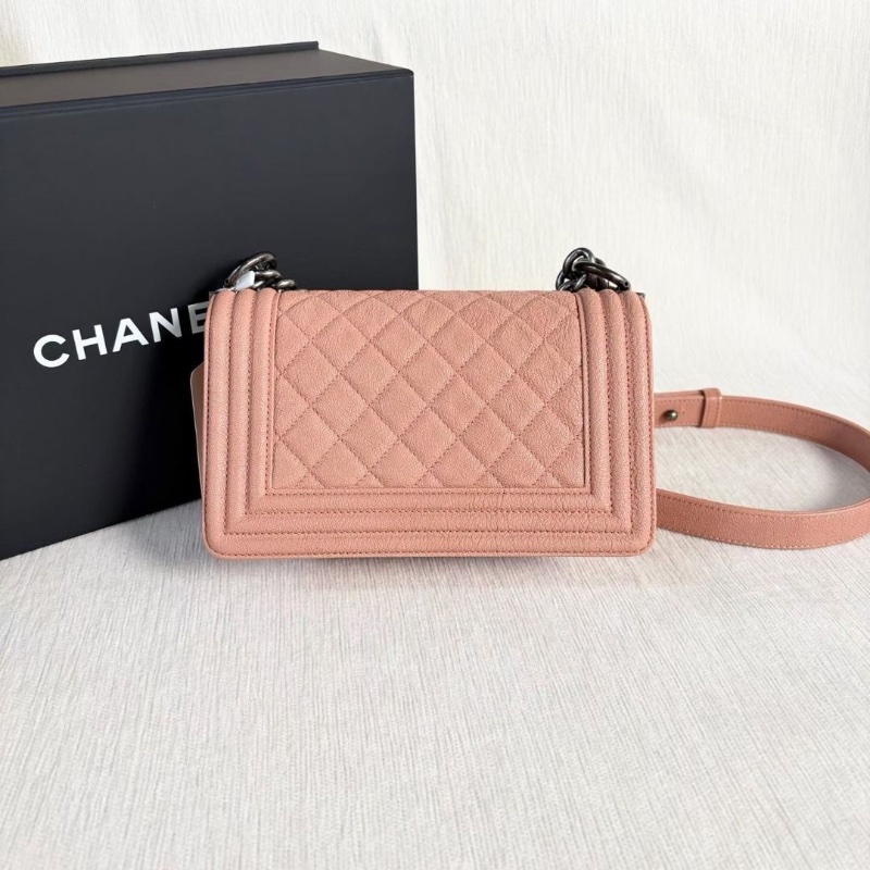 Chanel Leboy小號 荔枝皮 橘粉色 銀扣 20*12*6 95新 配件盒子 塵袋 保卡-2