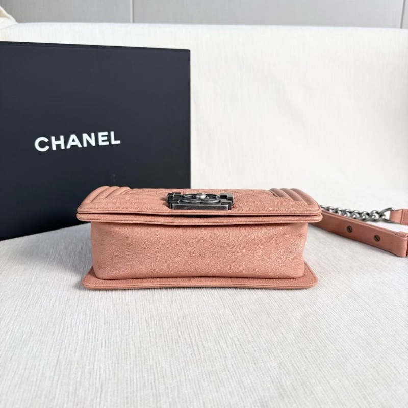 Chanel Leboy小號 荔枝皮 橘粉色 銀扣 20*12*6 95新 配件盒子 塵袋 保卡-4
