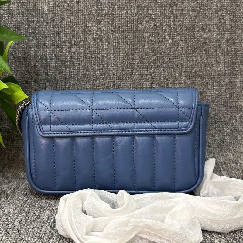 閒置新GUCCI古驰 GG Marmont 马蒙 银标Logo 链条竖条斜纹-1