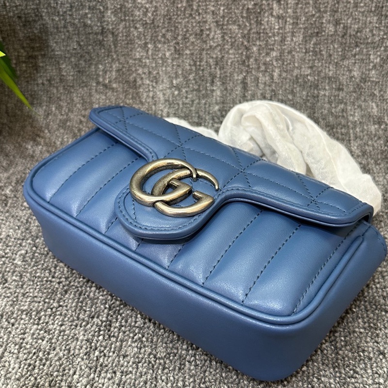 閒置新GUCCI古驰 GG Marmont 马蒙 银标Logo 链条竖条斜纹-3
