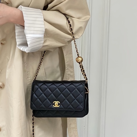 Chanel 香奈兒 黑金金球調節扣 WOC 鏈條包｜芯片款🤩