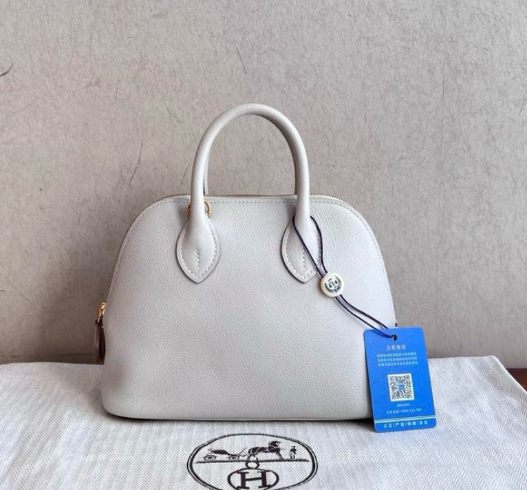 Hermes Mini bolide 珍珠灰 金扣-1