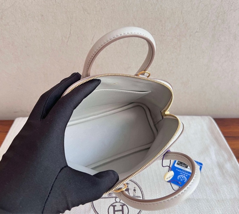 Hermes Mini bolide 珍珠灰 金扣-6