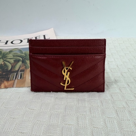 YSL 紅色荔枝紋卡夾