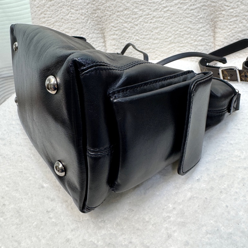 LV 黑武士大全配Louis Vuitton 黑色小羊皮 CarryAIICargo Vibe PM 肩背包 原花拼接 M24861-19