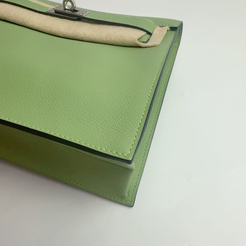 🌈Hermes💚Kelly Danse💚牛油果綠銀扣🌈全新未使用閑置🌟Swift皮🌟kellydanse🌟kelly🌟愛馬仕🌟-7
