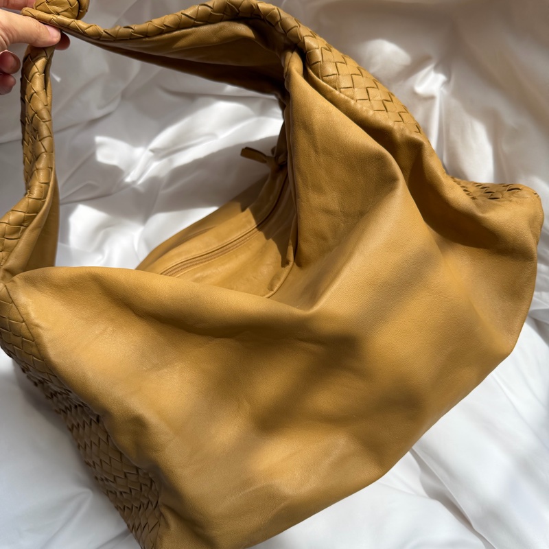 Bottega Veneta 卡其色 奶茶色 蝴蝶結 編織 Hobo 單肩包-4