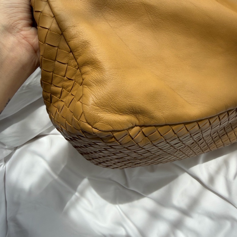 Bottega Veneta 卡其色 奶茶色 蝴蝶結 編織 Hobo 單肩包-9