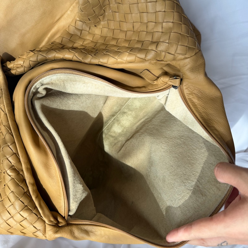 Bottega Veneta 卡其色 奶茶色 蝴蝶結 編織 Hobo 單肩包-17