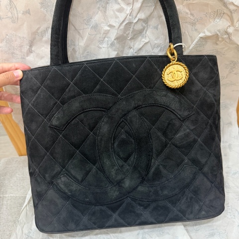 Chanel 香奈兒 中古 麂皮 希爾頓 手提包 Tote Bag