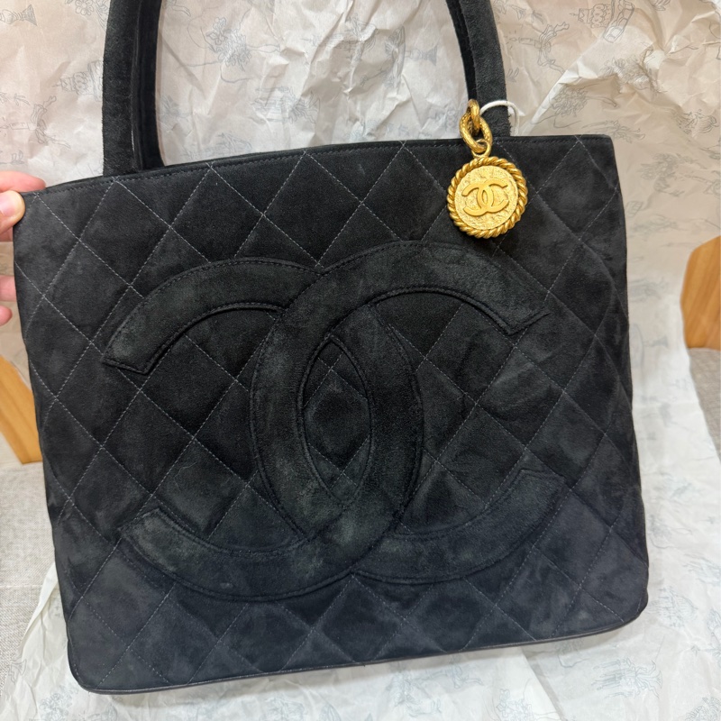 Chanel 香奈兒 中古 麂皮 希爾頓 手提包 Tote Bag-1