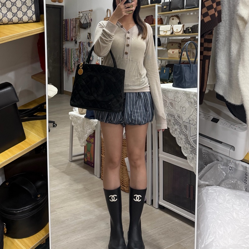 Chanel 香奈兒 中古 麂皮 希爾頓 手提包 Tote Bag-20