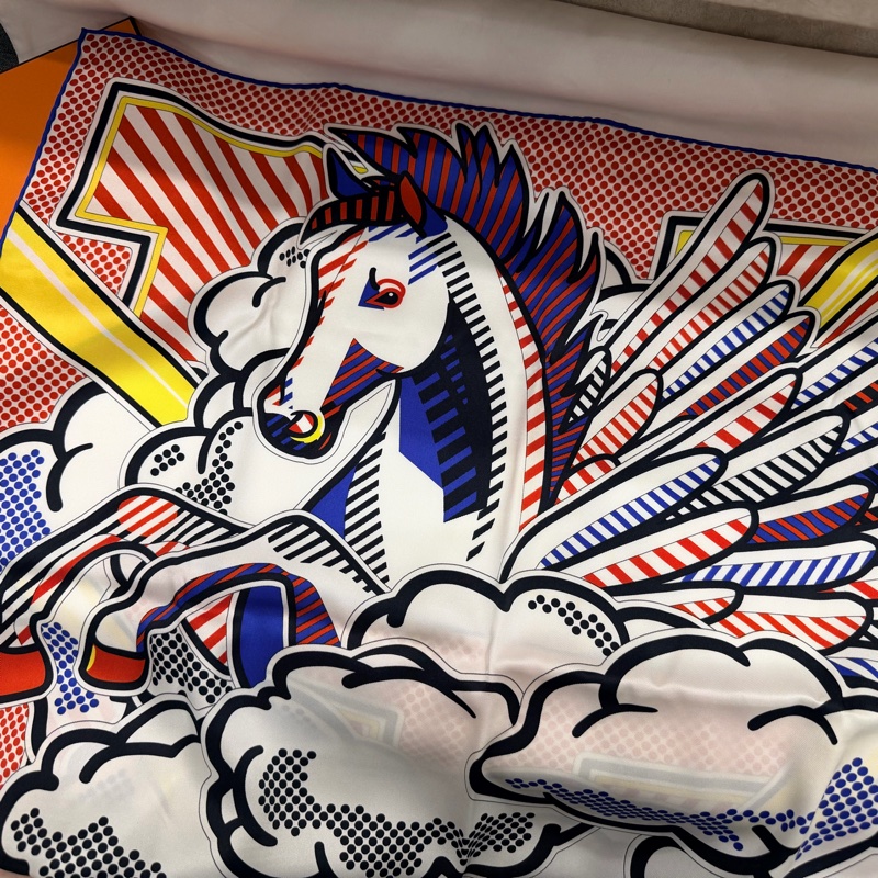 Hermes 愛馬仕 波普飛馬 70*70 絲巾 方巾-4