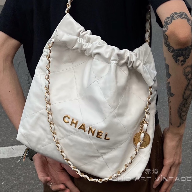 絕美神包閉眼入😍✨Chanel香奈兒白金中號22bag垃圾袋單肩鏈條包-1
